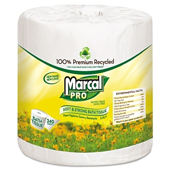 Marcal PRO 100% Recycled Bathroom Tissue, White, 240 Sheets/Roll (48 EA / CT)