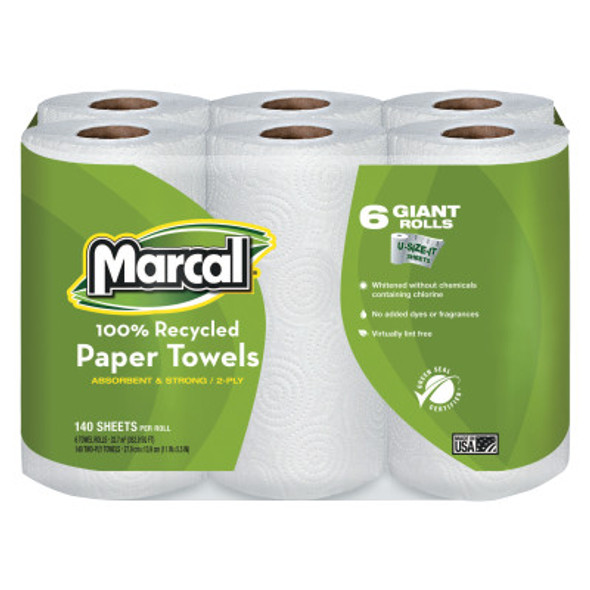 MARCAL PAPER MRC6181PK TOWEL MAXI ROLL 6RL/PK WH (4 PK / BX)