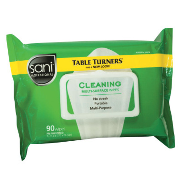Table Turner Wet Wipes, 7 x 11 1/2, White, 90 Wipes/Pack (12 EA / CT)