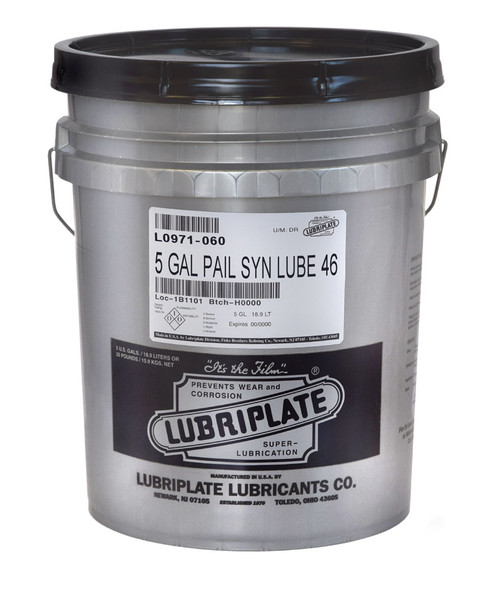 Lubriplate SYN LUBE 46, Synthetic PAO fluid for hydraulic systems and air compressors, ISO-46 (5 GAL PAIL)