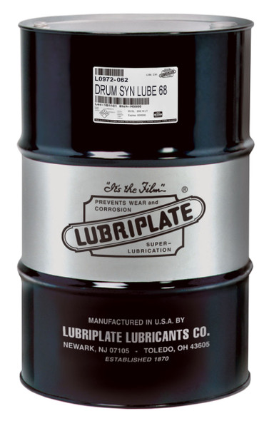 Lubriplate SYN LUBE 68, Synthetic PAO fluid for hydraulic systems and air compressors, ISO-68 (55 Gal / 400lb. DRUM)