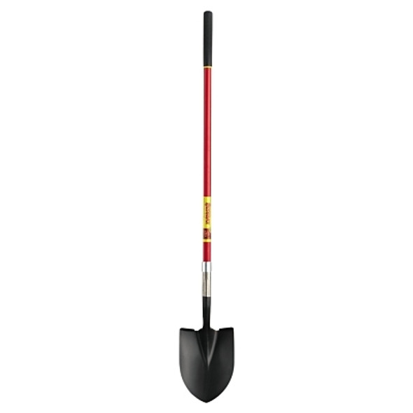Round Point Shovel, 12 in L x 8.75 in W blade, Round Point, 48 in Fiberglass Straight;Cushion Grip Handle (1 EA)