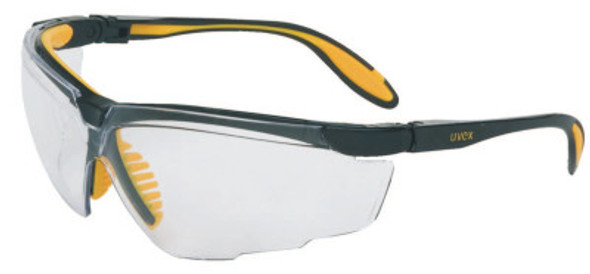 Genesis X2 Eyewear, Clear Polycarb Hard Coat Lenses, Black/Yellow Polycarb Frame (10 EA / BX)