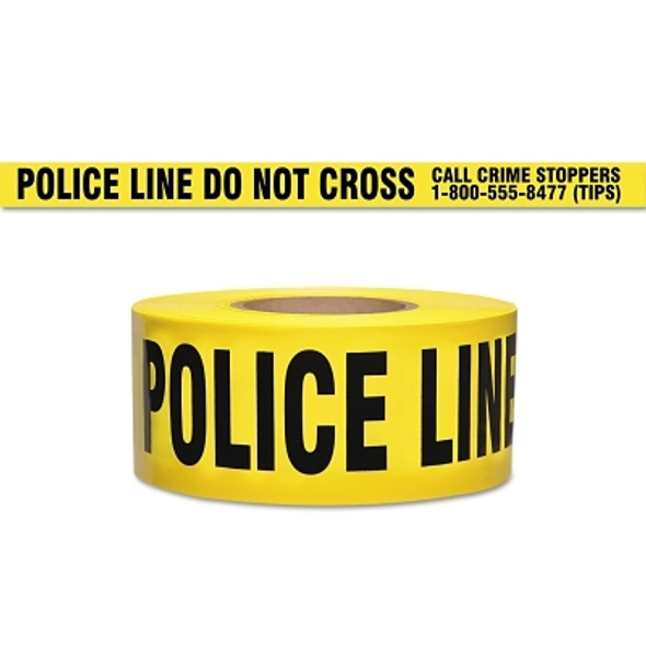 Barricade Tape, 3 in x 1000 ft, 2.5 mil, Yellow, POLICE LINE DO NOT CROSS (8 RL / CA)