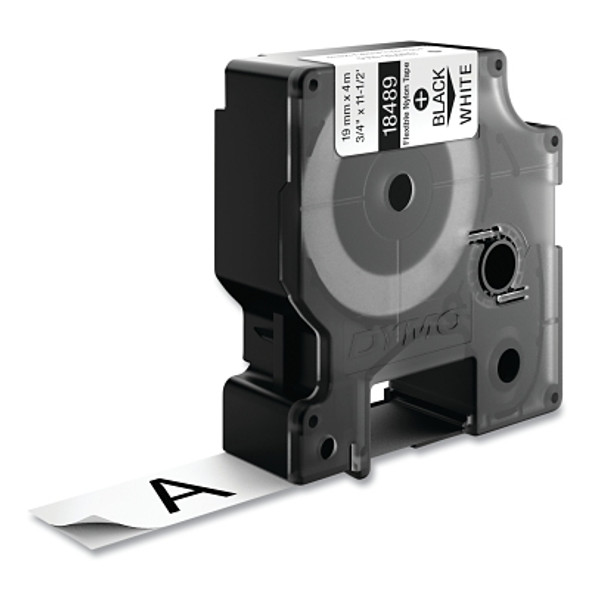 DYMO Industrial Rhino Flexible Nylon Label Cartridge, 3/4 in W x 11.5 ft L, Black Print on White Background (5 EA / PK)