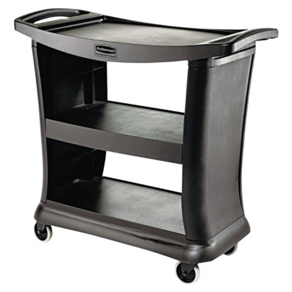 RUBBERMAID COMMERCIAL PROD. Executive Service Cart, Three-Shelf, 20-1/3w x 38-9/10d, Black (1 EA/EA)