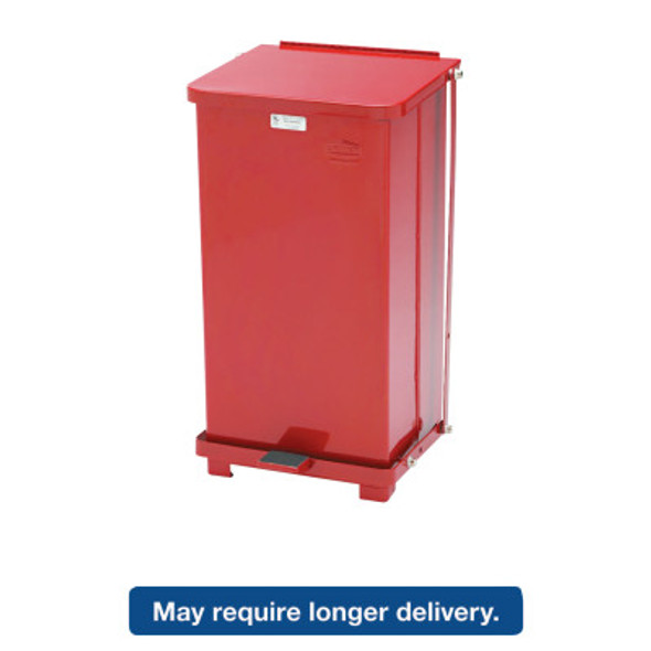 Newell Rubbermaid Defenders Biohazard Step Can, Square, Steel, 12gal, Red (1 EA/EA)