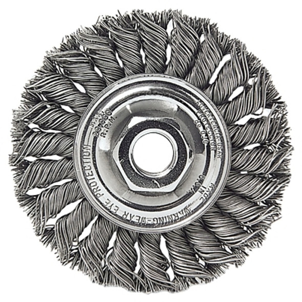 Weiler Standard Twist Knot Wire Wheel, 3 in D, .0118 in Stainless Steel, 1/2-3/8 Arbor (1 EA / EA)