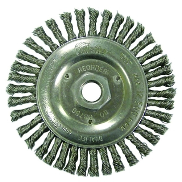 Weiler Roughneck Stringer Bead Wheel, 5 in dia x 3/16 in W Face, 0.020 in Steel Wire, 12500 RPM (1 EA / EA)