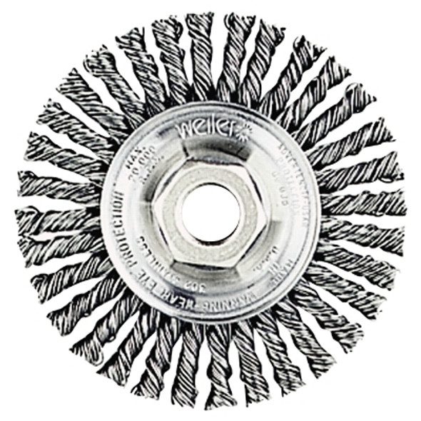 Weiler Roughneck Stringer Bead Wheel, 7 in dia x 3/16 in W Face, 0.020 in Steel Wire, 9000 RPM (1 EA / EA)