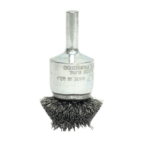 Weiler Stem-Mounted Circular Flared End Brushes, Steel, 20,000 rpm, 1 1/2" x 0.008" (1 EA / EA)