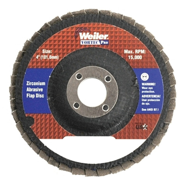 Weiler 4" Vortec Pro Abrasive Flap Disc, Angled, Phenolic Back (10 EA / CT)