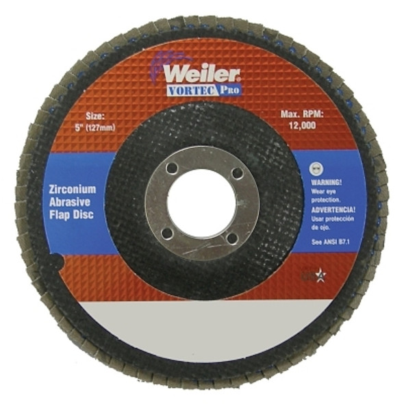 Weiler 5" Vortec Pro Abrasive Flap Disc, Angled, Phenolic Back (10 EA / PK)