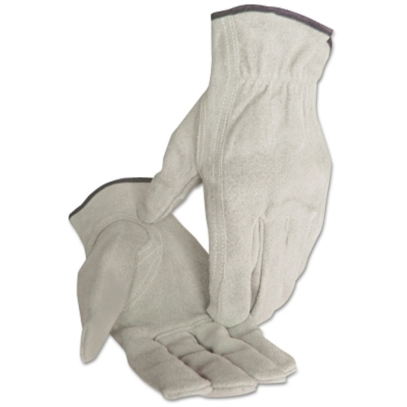 Split Cowhide Leather Driver Gloves, Medium, Unlined, Pearl Gray (12 PR / DZ)