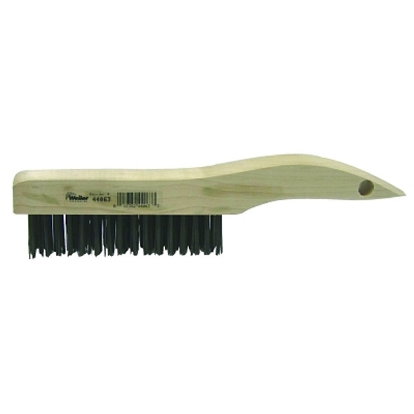 Weiler Shoe Handle Scratch Brush, 10 in, 4 x 16 Rows, Steel Wire, Wood Handle (1 EA / EA)