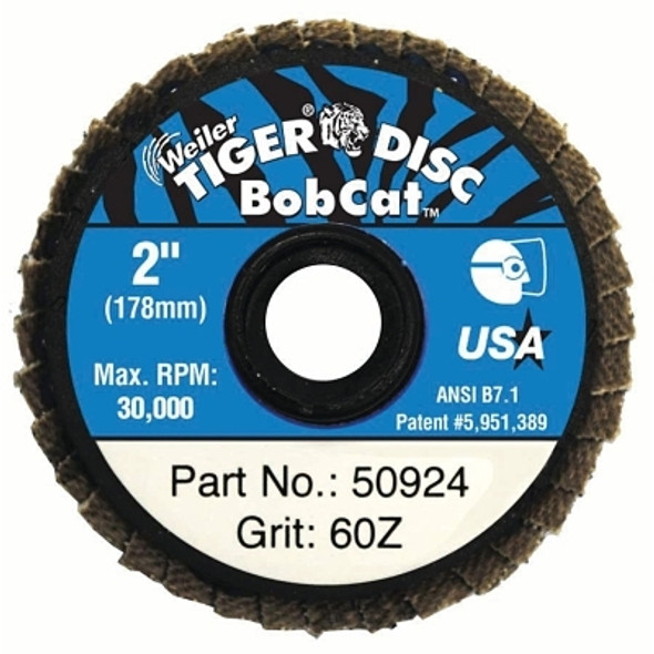 Weiler Bobcat Flap Discs, Zirconium, 2 in Dia., 60 Grit (10 EA / BX)