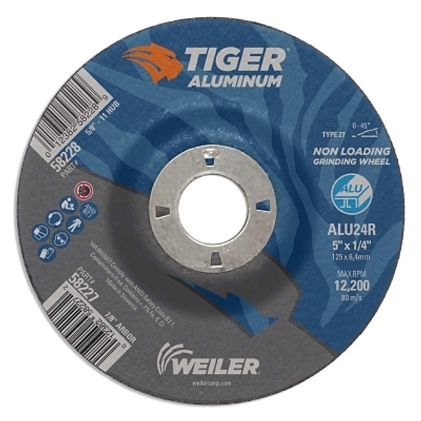 Weiler Aluminum Combo Wheels, 5 in Dia., 7/8 in Arbor, Type 27, 24 Grit, Alum. Oxide (10 EA / PK)