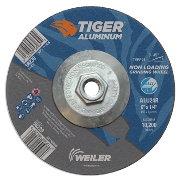 Weiler Aluminum Combo Wheels, 6 in Dia., 5/8 in Arbor, Type 27, 24 Grit, Alum. Oxide (10 EA / PK)