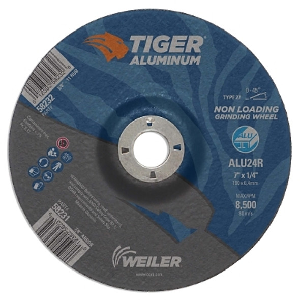 Weiler Aluminum Combo Wheels, 7 in Dia., 7/8 in Arbor, Type 27, 24 Grit, Alum. Oxide (10 EA / PK)