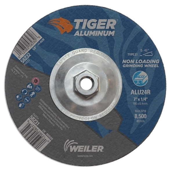Weiler Aluminum Combo Wheels, 7 in Dia., 5/8 in Arbor, Type 27, 24 Grit, Alum. Oxide (10 EA / PK)