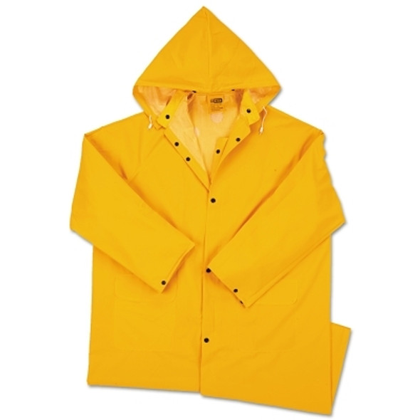 48 in Raincoat with Detachable Hood, 0.35 mm, PVC over Polyester, Yellow, 3X-Large (1 EA)