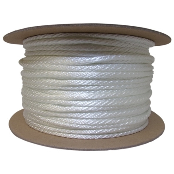 Orion Ropeworks Solid Braid Ropes, 1/4 in x 500 ft, Nylon (Polyamide), White (1 EA / EA)
