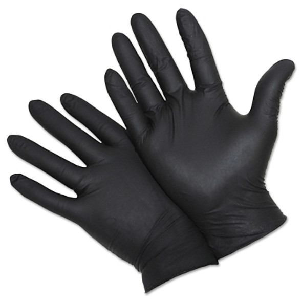 West Chester 2920 Industrial Grade Powder-Free Nitrile Disposable Gloves, Beaded Cuff, 5 mil, Small, Black (10 BX / CA)