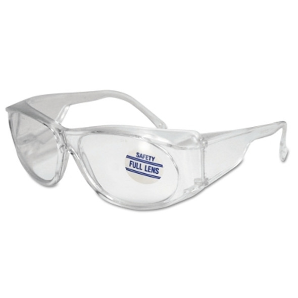 Full-Lens Magnifying Safety Glasses, 1.25 Diopter, Clear Polycarbonate Lens/Tint, Clear Frame (1 EA)