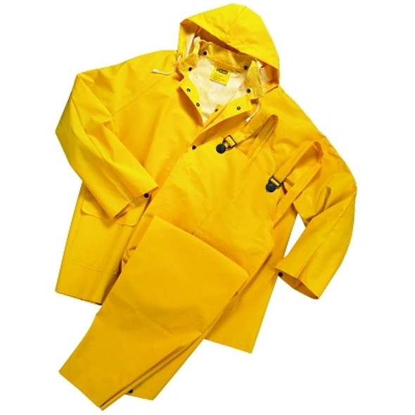 Rainsuit, Jacket w/Detachable Hood, 0.35 mm PVC/Polyester, Yellow, 2X-Large (1 EA)