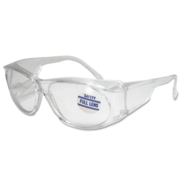 Full-Lens Magnifying Safety Glasses, 2.5 Diopter, Clear Polycarbonate Lens/Tint, Clear Frame (1 EA)