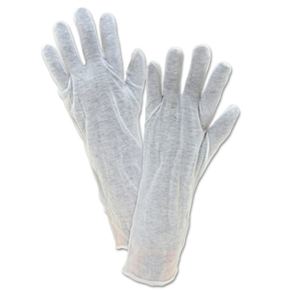 Cotton Lisle Gloves, Large, White, Unhemmed Cuff (12 PR / DZ)