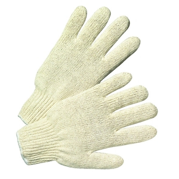 String Knit Gloves, Ladies', Knit-Wrist, Medium Weight, Natural White (12 PR / DZ)