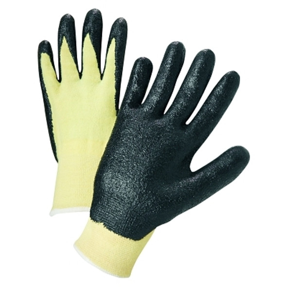 Nitrile Coated Kevlar Gloves, Large, Yellow/Black (12 PR / DZ)