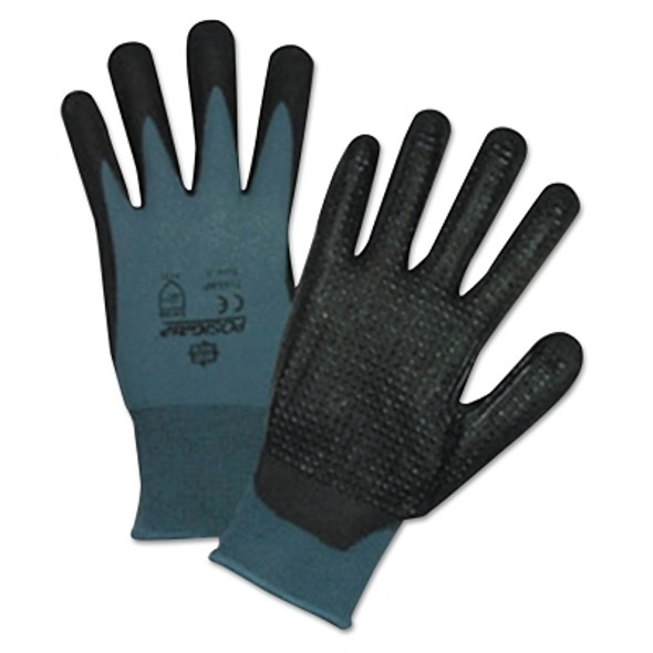 Bi-Polymer Palm-Coated Gloves, Large, Black/Gray (12 PR / DZ)