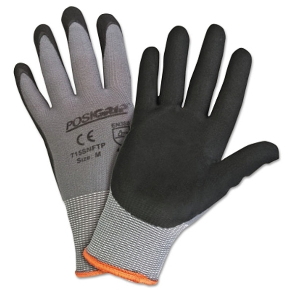 Micro Foam Nitrile Coated Gloves, Large, Black/Gray, 9 3/8 in, Palm Coated (12 PR / DZ)