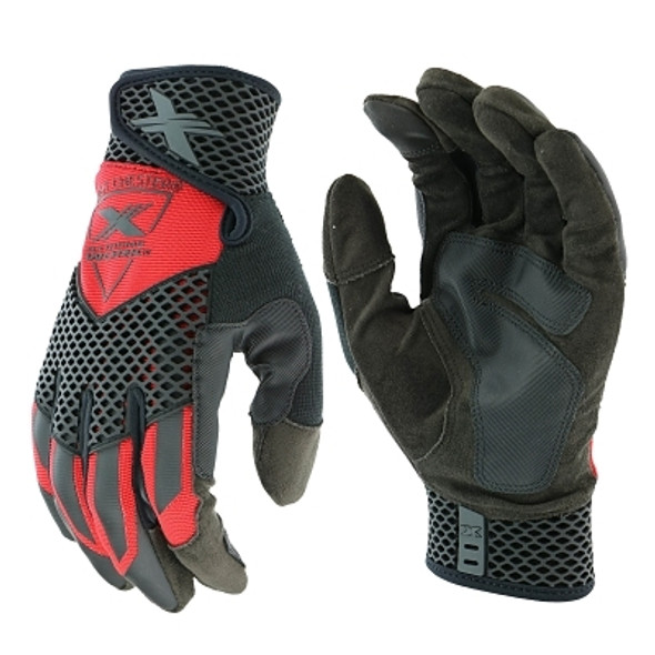 Extreme Work Knuckle Knox Gloves, Synthetic Leather, Large, Black/Red (1 PR / PR)