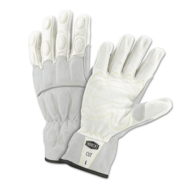 Buffalo Leather Palm Gloves, Large, White/Gray (1 PR / PR)