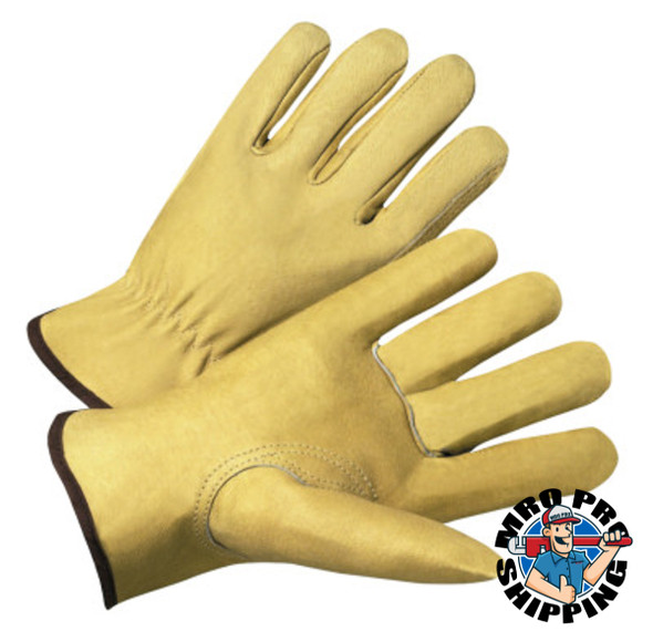 West Chester 4000 Series Pigskin Leather Driver Gloves, 3X-Large, Unlined, Tan (12 DZ/EA)