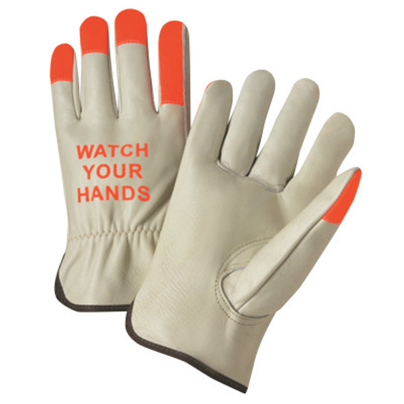 West Chester 995KOT Cowhide Driver Gloves, Medium, Gray/Hi-Vis Orange (12 DZ/CA)
