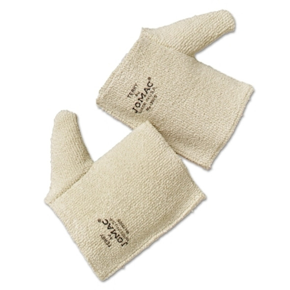 Jomac Hand Pads, 100% Terrycloth Loop-Out, Natural White (12 PR / DZ)