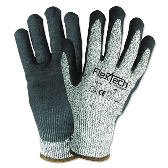 FlexTech Cut-Resistant Gloves, Large, Gray/Black (12 PR / DZ)