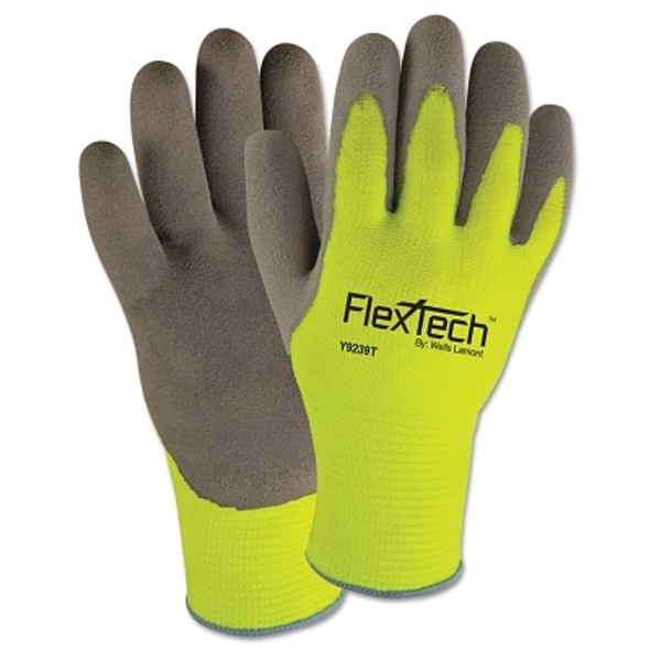 FlexTech Hi-Visibility Knit Thermal Gloves with Latex Palm, X-Large, Gray/Green (1 PR / PR)