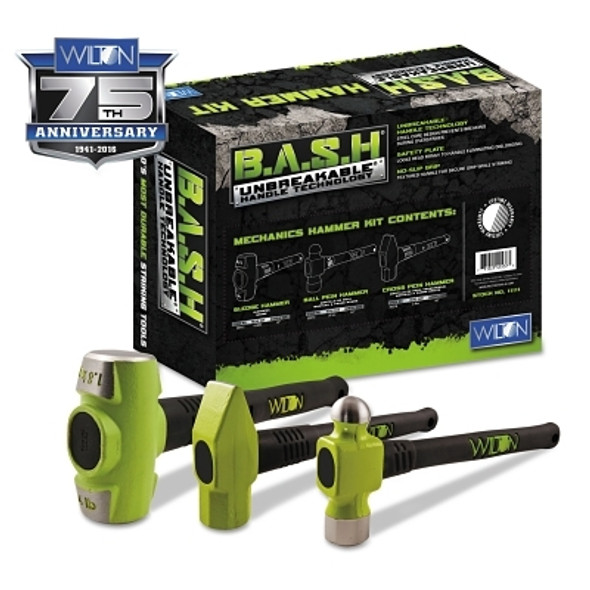 B.A.S.H Mechanics' Hammer Kit, 5 lb; 3 1/4 lb; 3 1/2 lb, Rubber/Steel (1 EA)