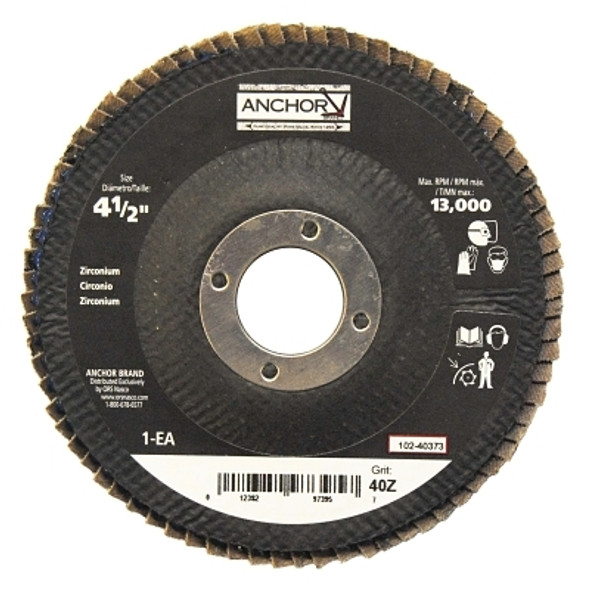 Anchor Brand Abrasive High Density Flap Disc, 4-1/2 in Dia, 40 Grit, 7/8 in Arbor, 12,000 rpm (1 EA / EA)