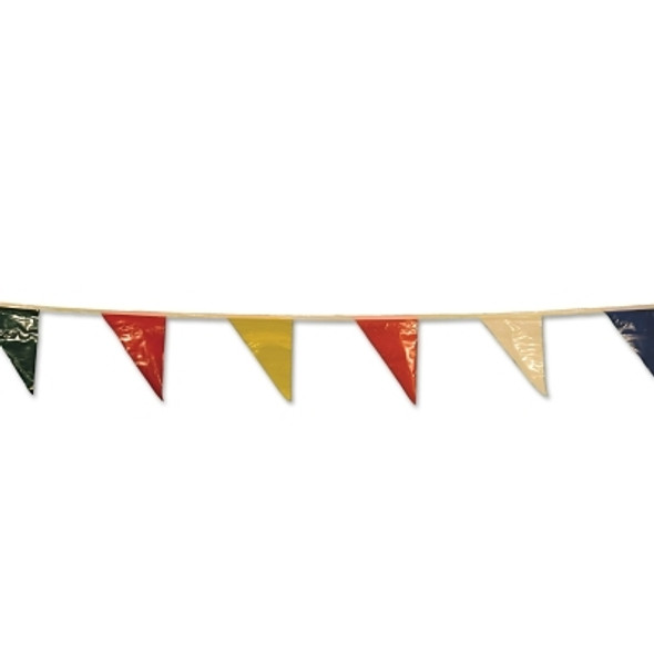 Pennants, Vinyl, 9 in x 12 in, Multi-Colored, 60 ft String (50 EA / PK)