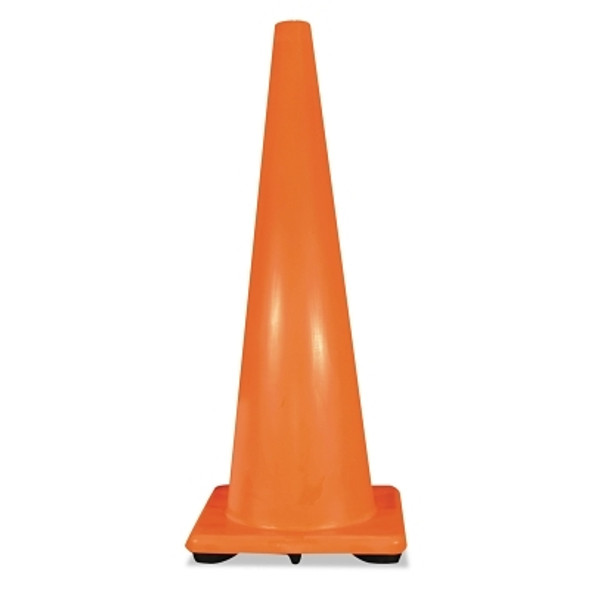 PVC Traffic Cones, 36 in, PVC, 10 lb Base, Orange/Black (1 EA)