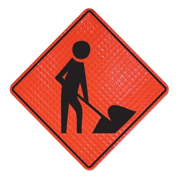 Workers Symbol Signs, Men Working, Orange, 36 in L (1 EA)