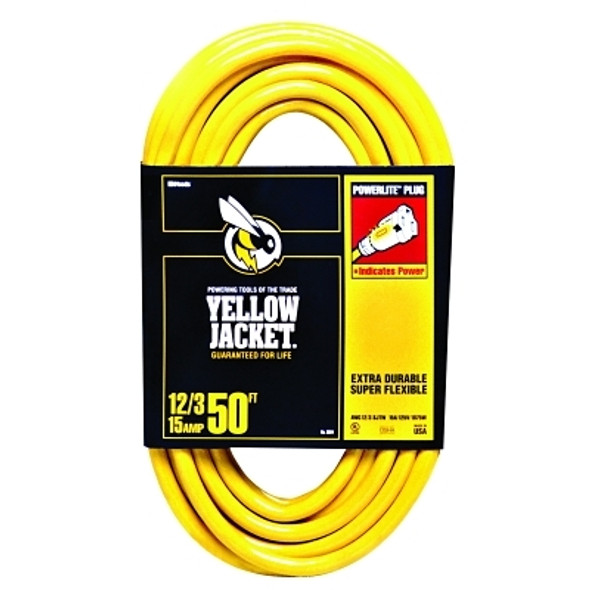 Woods Wire Yellow Jacket Power Cord, 50 ft, 1 Outlet, Yellow (1 EA / EA)