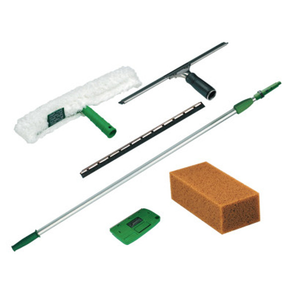 Pro Window Cleaning Kit w/8ft Pole, Scrubber, Squeegee, Scraper, Sponge (1 KT / KT)