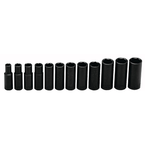 Wright Tool 12 Piece Metric Deep Impact Socket Sets, 3/8 in, 6 Point (1 SET / SET)